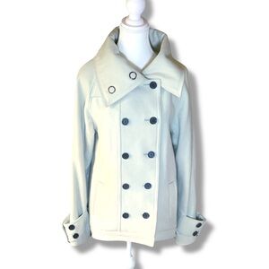 Lifetime Collective Women's Double-Breasted Peacoat Cream Student College preppy